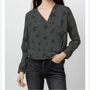 Rails Dark Gray Star Print Blouse